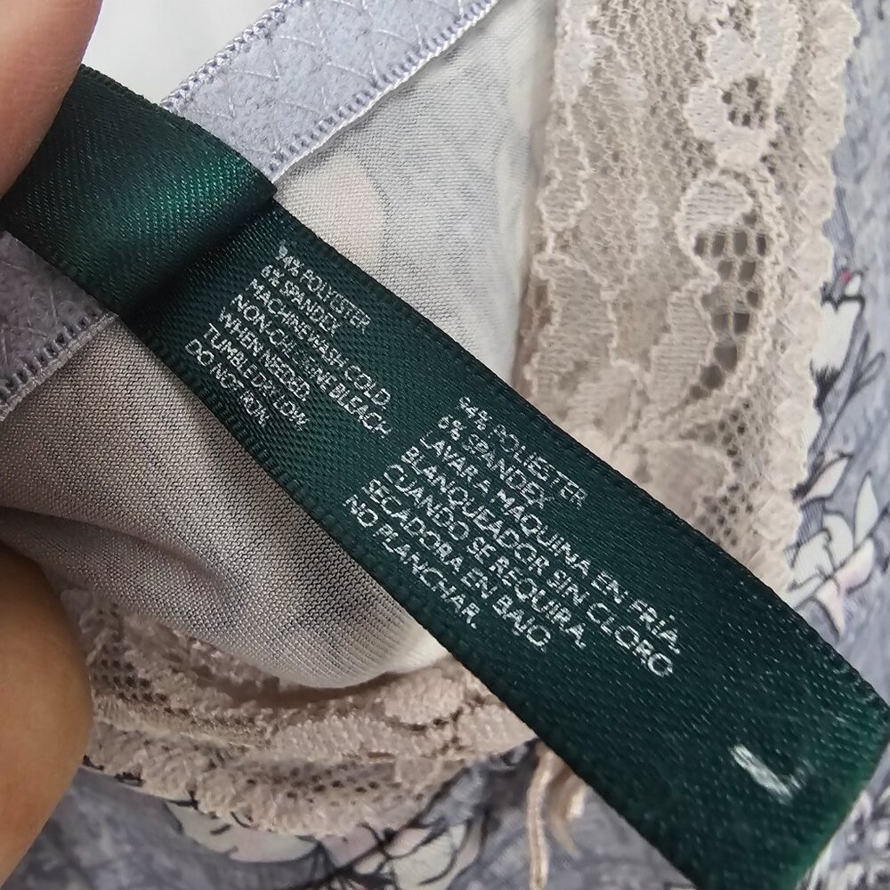 Vintage Laura Ashley Dress Babydoll Y2K Slip Lace Floral Mini Gray Fairy L - Picture 10 of 12